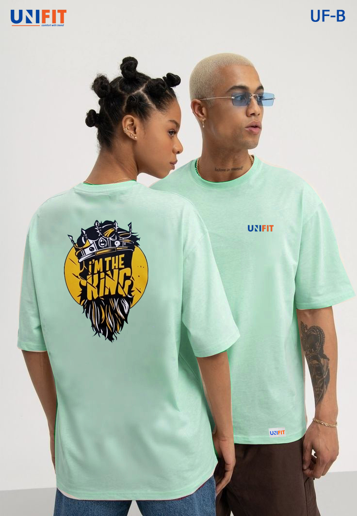 the king drop shoulder over size t shrit model uf b neon green