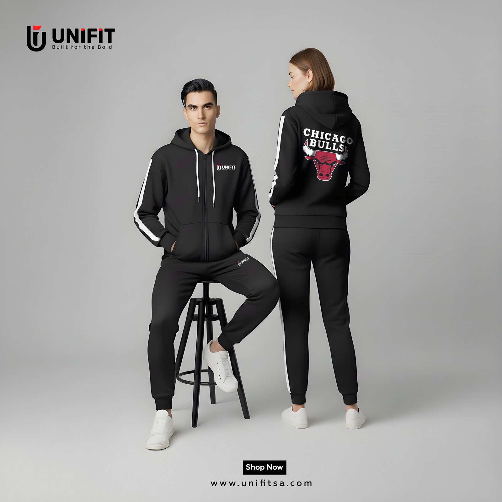 black chicago bulls  hoodies set