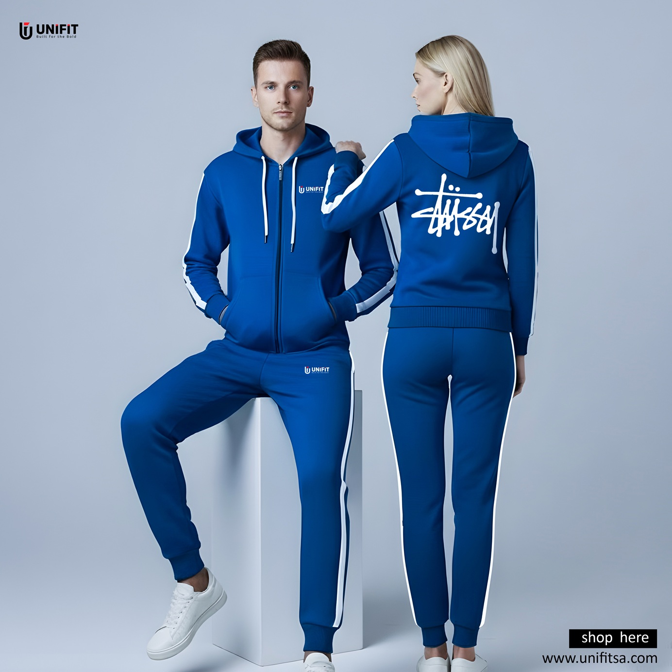 royal blue stussy hoodies set