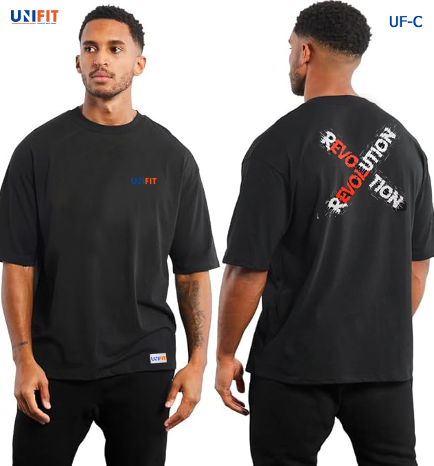 revaluation drop shoulder over size t shrit model uf c black