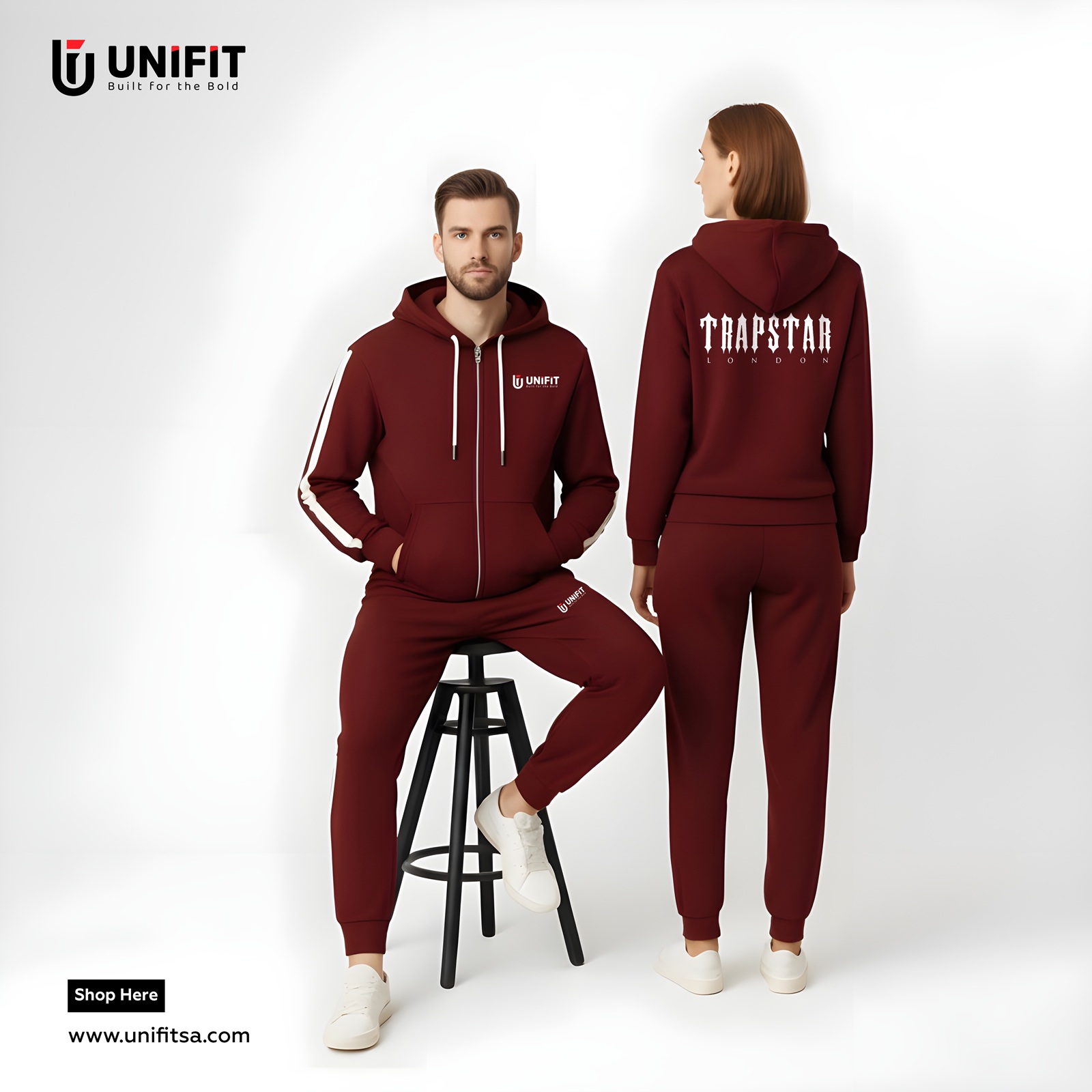 maroon trapstar hoodies set
